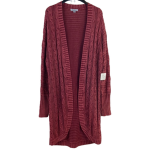 NEW PBJ Blues Acid Washed Loganberry Long Open Front Cardigan Size Small